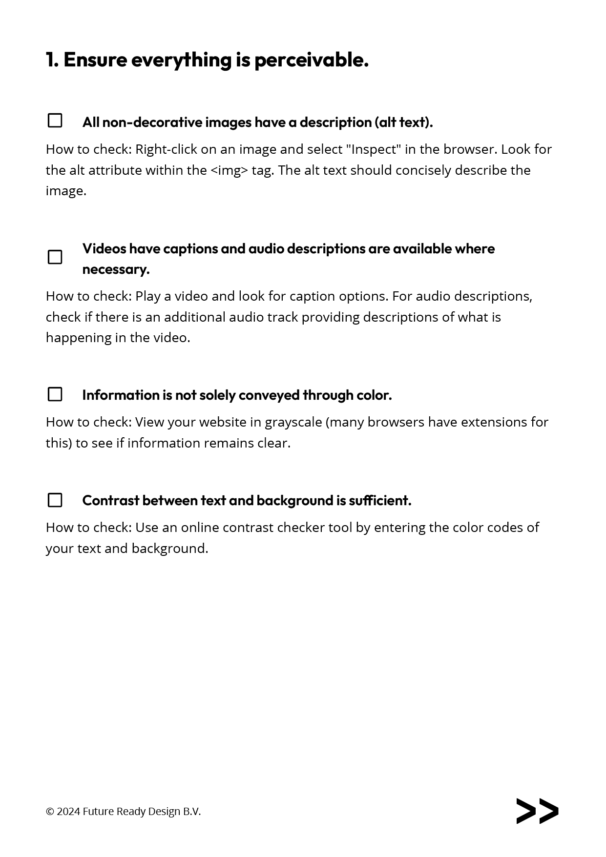 Visualisatie 2 van de Future Ready Design WCAG checklist PDF-document.